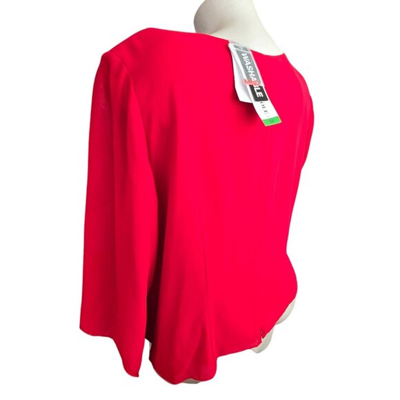 Danny & Nicole Womens Red Blouse Plus 26W Embroidered Zip Back JJ4050 - Picture 12 of 12